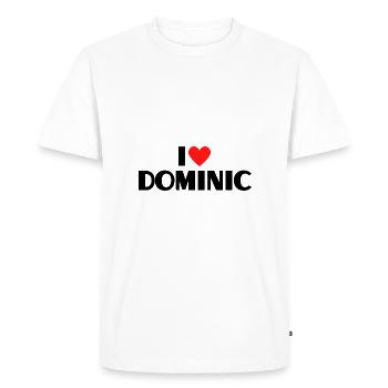 J’aime Dominic Coeur Graphique Nom Cadeau - T-shirt Premium bio Homme - blanc - Devant - Nico (187cm)
