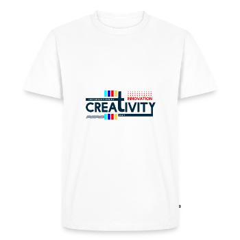 "International Creativity and Innovation" - Men's Premium Organic T-Shirt - white - Front - Nico (187cm)