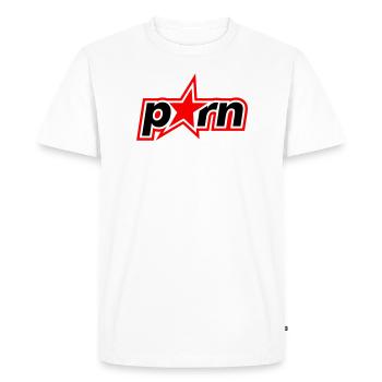 Porn lettering - Men's Premium Organic T-Shirt - white - Front - Nico (187cm)
