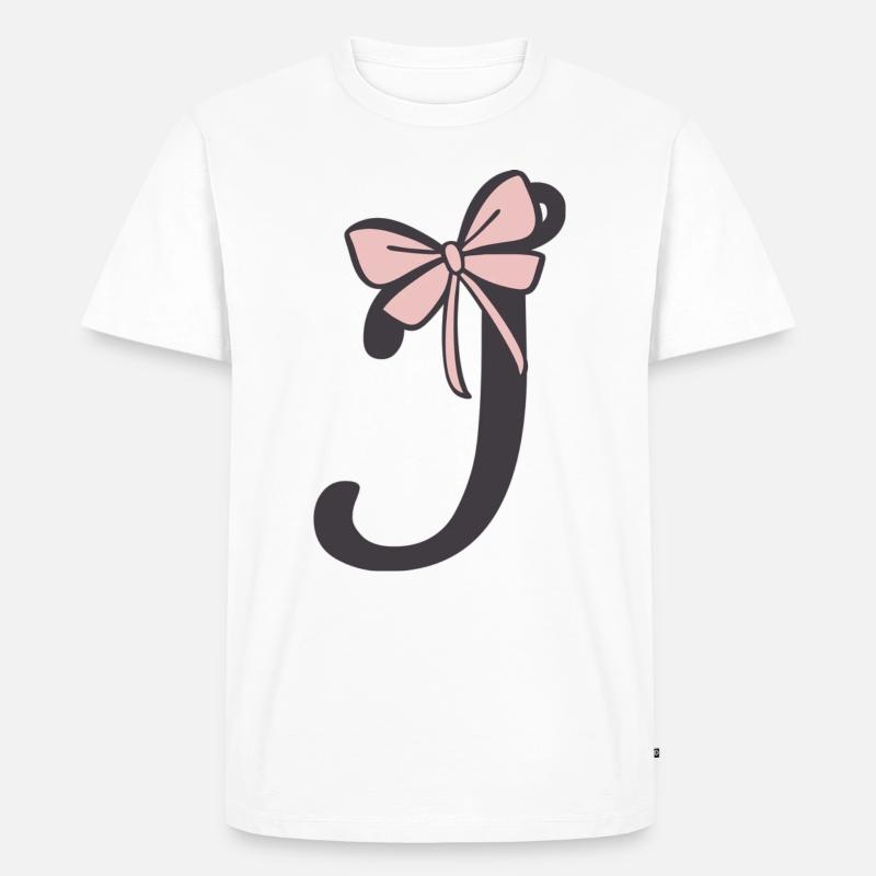 Anfangsbuchstabe i Schleifchen - Männer Premium Bio T-Shirt - Weiß