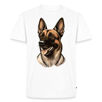 Portrait De Chien De Berger Chien Malinois - T-shirt Premium bio Homme - blanc - Devant - Nico (187cm)