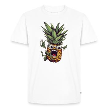 Falling nerdy pineapple with glasses - Men's Premium Organic T-Shirt - white - Front - Nico (187cm)
