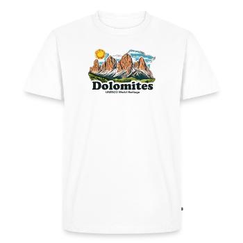 Dolomites Italie Vintage UNESCO patrimoine mondial - T-shirt Premium bio Homme - blanc - Devant - Nico (187cm)