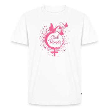 Girl Power,Freedom,Butterflies,Women,Pink - Men's Premium Organic T-Shirt - white - Front - Nico (187cm)
