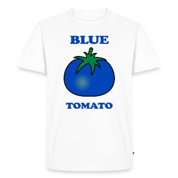 blue tomato funny motif with blue tomato - Men's Premium Organic T-Shirt - white - Front - Nico (187cm)