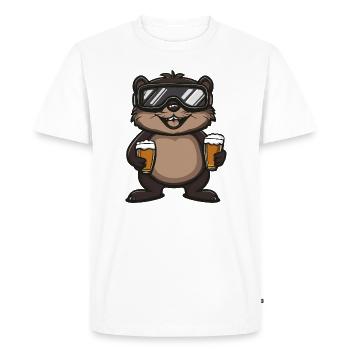 Beaver Après-Ski Bière Bande dessinée - T-shirt Premium bio Homme - blanc - Devant - Nico (187cm)