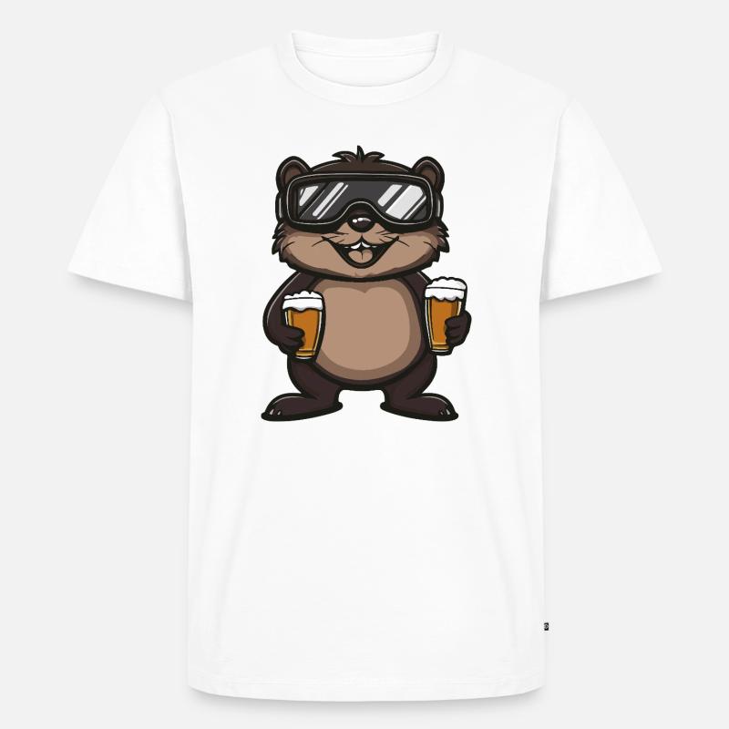 Biber Apres Ski Bier Comic - Männer Premium Bio T-Shirt - Weiß
