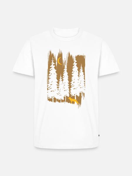 Fuchs im Wald bei Nacht - Männer Premium Bio T-Shirt - Weiß