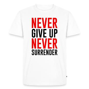 N'abandonnez JAMAIS JAMAIS - T-shirt Premium bio Homme - blanc - Devant - Nico (187cm)
