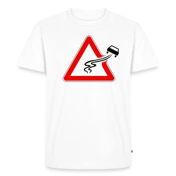 Panneau de signalisation danger de glisser, route glissante - T-shirt Premium bio Homme - blanc - Devant - Nico (187cm)