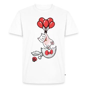 Chat Naissance Coquille D’oeuf Ballons Enfants Bébé - T-shirt Premium bio Homme - blanc - Devant - Nico (187cm)