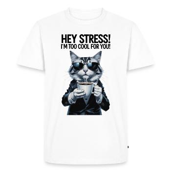 Chat sans stress avec du café - T-shirt Premium bio Homme - blanc - Devant - Nico (187cm)