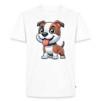 Chien mignon Pitbull American Staffordshire Terrier - T-shirt Premium bio Homme - blanc - Devant - Nico (187cm)