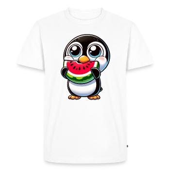 pingouin drôle avec pastèque dessin animé été - T-shirt Premium bio Homme - blanc - Devant - Nico (187cm)