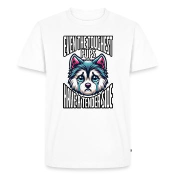 MÊME LES CHIOTS LES PLUS CORIACES ONT UN CÔTÉ TENDRE, KAWAII - T-shirt Premium bio Homme - blanc - Devant - Nico (187cm)