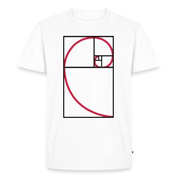 Fibonacci courbe de type ratio or - T-shirt Premium bio Homme - blanc - Devant - Nico (187cm)