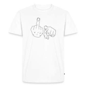 Middle finger - Men's Premium Organic T-Shirt - white - Front - Nico (187cm)