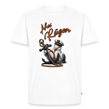 Ohé Rügen ! mouette drôle avec ancre - T-shirt Premium bio Homme - blanc - Devant - Nico (187cm)