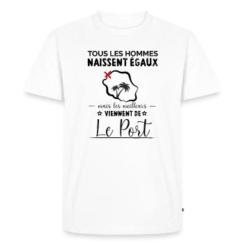 Les Meilleurs Viennent De Le Port De La Réunion. - T-shirt Premium bio Homme - blanc - Devant - Nico (187cm)
