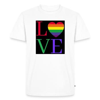 Autocollant Rainbow Love Heart Pride - T-shirt Premium bio Homme - blanc - Devant - Nico (187cm)