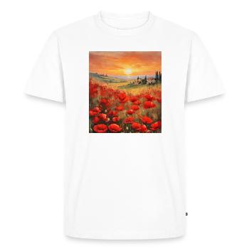 Coquelicots Paysage Toscane Fleurs Nature - T-shirt Premium bio Homme - blanc - Devant - Nico (187cm)