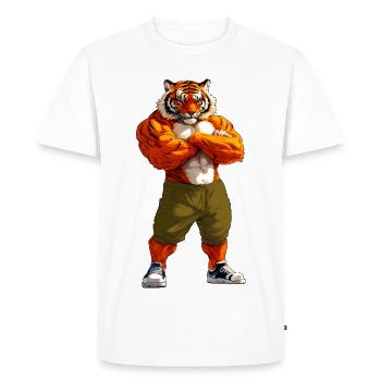 Tigre Animal Sport - T-shirt Premium bio Homme - blanc - Devant - Nico (187cm)