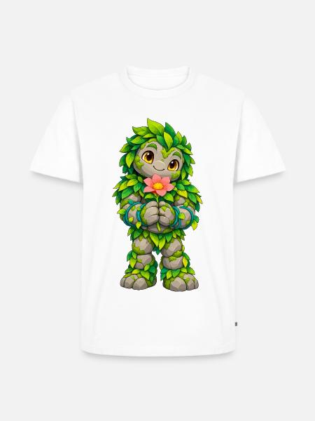 Moosgolem mit Blütenherz - Männer Premium Bio T-Shirt - Weiß