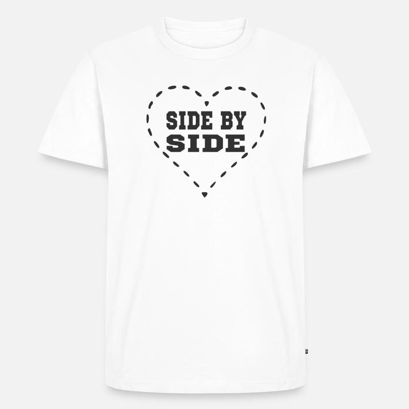 Dashed Heart - Côte à côte - T-shirt Premium bio Homme - blanc