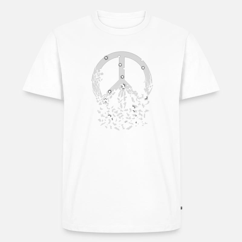 Weisses Friedenszeichen Einschusslöcher Zerfällt - Männer Premium Bio T-Shirt - undefined