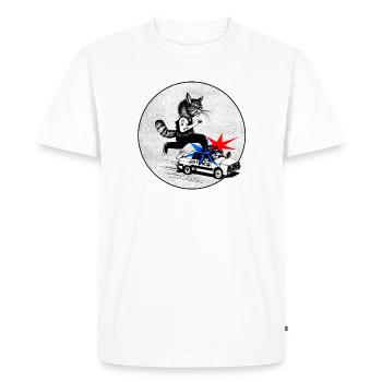 Skateboard Cat On a Police Car - Men's Premium Organic T-Shirt - white - Front - Nico (187cm)