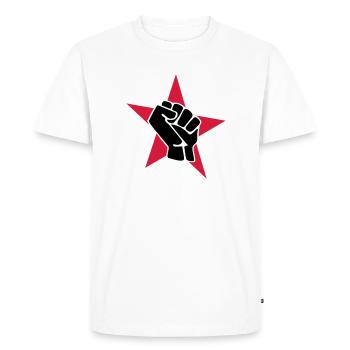 red star with fist - Men's Premium Organic T-Shirt - white - Front - Nico (187cm)