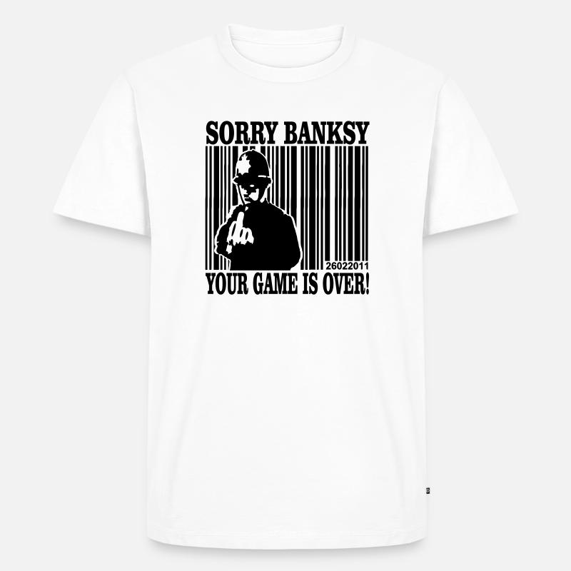 banksy is game over - Männer Premium Bio T-Shirt - Weiß