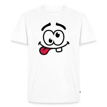 Crazy Smiley Face - Men's Premium Organic T-Shirt - white - Front - Nico (187cm)