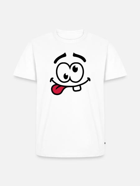 Crazy Smiley Face - Männer Premium Bio T-Shirt - Weiß
