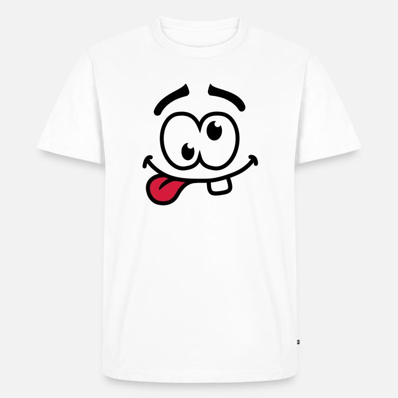 Crazy Smiley Face - Männer Premium Bio T-Shirt - Weiß