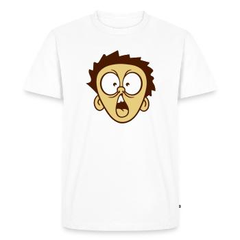 tête effrayée peur garçon hurlant de choc - T-shirt Premium bio Homme - blanc - Devant - Nico (187cm)