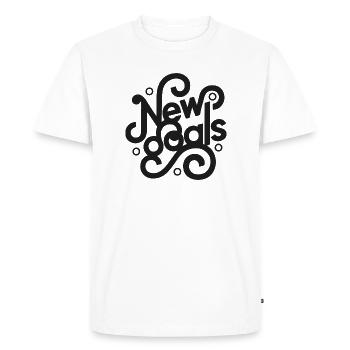 Concevoir de nouveaux objectifs / nouveaux objectifs / énonciations - T-shirt Premium bio Homme - blanc - Devant - Nico (187cm)
