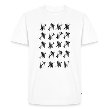 99 coups / / 99 fois / / Anniversaire / / cadeau - T-shirt Premium bio Homme - blanc - Devant - Nico (187cm)