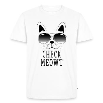 Check Me Out Meow Meowt Lunettes de soleil marrantes Cool K - T-shirt Premium bio Homme - blanc - Devant - Nico (187cm)