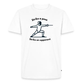 "Prenez une pose, frappez un adversaire" - T-shirt Premium bio Homme - blanc - Devant - Nico (187cm)
