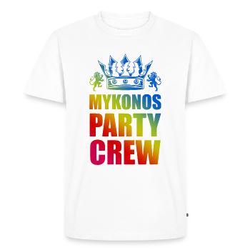 L’équipe du parti de Mykonos dit - T-shirt Premium bio Homme - blanc - Devant - Nico (187cm)