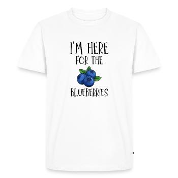 Je suis Ici Pour Les Bleuets - T-shirt Premium bio Homme - blanc - Devant - Nico (187cm)