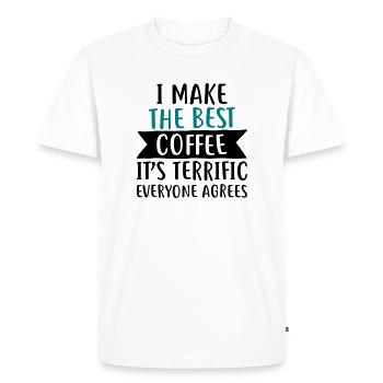Je fais le meilleur café - - T-shirt Premium bio Homme - blanc - Devant - Nico (187cm)