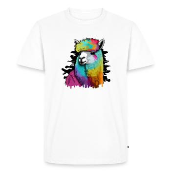 Alpaca Llama Head Rainbow Urban - Men's Premium Organic T-Shirt - white - Front - Nico (187cm)