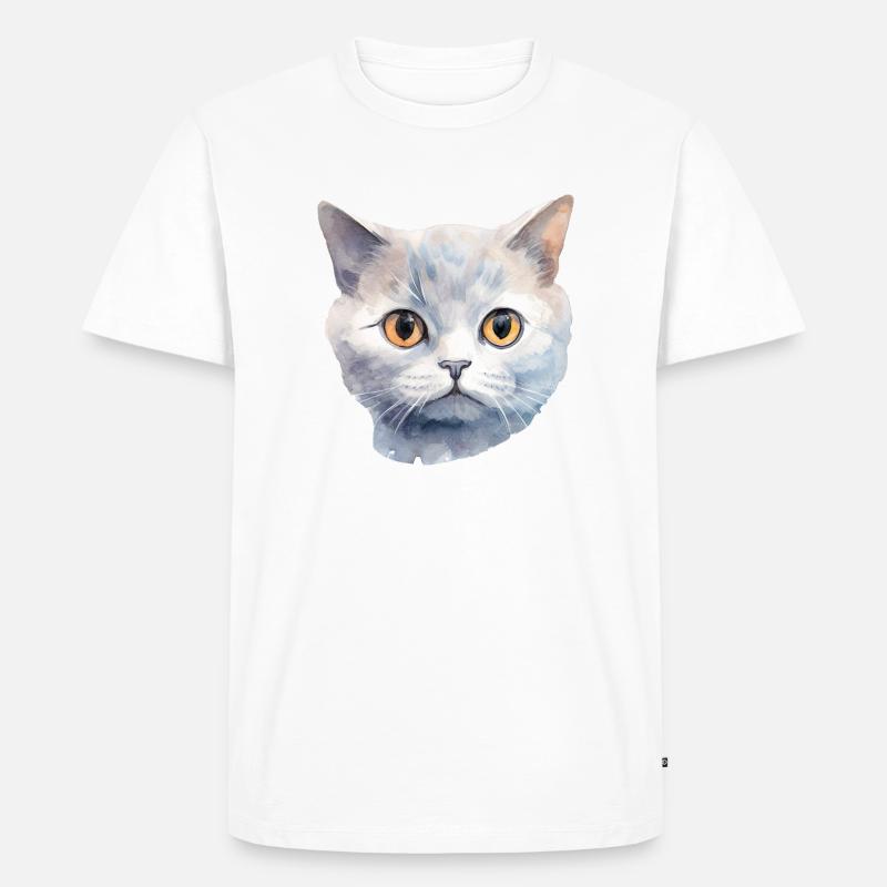 Britisch Kurzhaar Wasserfarben - Männer Premium Bio T-Shirt - Weiß