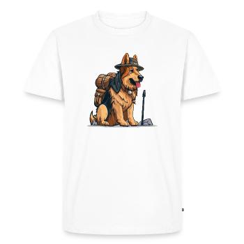 German Shepherd Dressed as Explorer - Men's Premium Organic T-Shirt - white - Front - Nico (187cm)