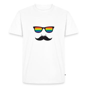 moustache lunette LGBT - T-shirt Premium bio Homme - blanc - Devant - Nico (187cm)