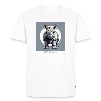 Rhinoceros "XXL Unicorn" - Men's Premium Organic T-Shirt - white - Front - Nico (187cm)