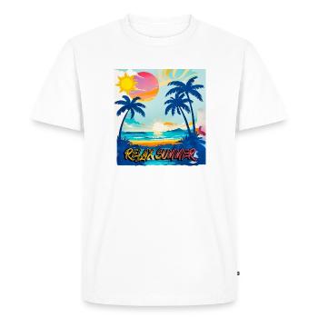 RELAX SUMMER - Men's Premium Organic T-Shirt - white - Front - Nico (187cm)