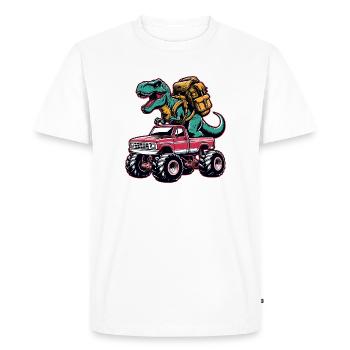 Dino Monster Truck Back to School Enrollment - Men's Premium Organic T-Shirt - white - Front - Nico (187cm)